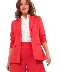 Women's Tailored Linen Blend Co-Ord Jacket Blazer, Coral, 14 Women's Tailored Linen Blend Co-Ord Jacket Blazer, Coral, 14