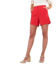 Women's Tailored Linen Blend High Waisted Co-Ord Shorts, Coral, UK 14 Women's Tailored Linen Blend High Waisted Co-Ord Shorts, Coral, UK 14