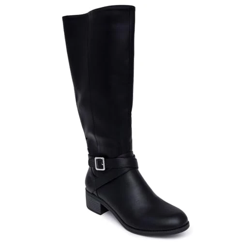 Women's Tall Shaft Riding Boots: Stylish Knee-High Dress Shoes for Fall & Winter, Black-ginita, 5 UK