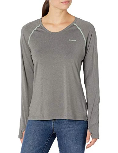Women's Tamiami Heather Knit Long Sleeve Shirt, City Grey/New Mint, Small