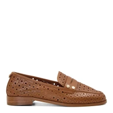 Womens Tan Glimmered Penny Loafers - Brown