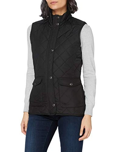 Women's  Tarah Bodywarmer Plain Turtleneck Sleeveless Jacket, Black, 20