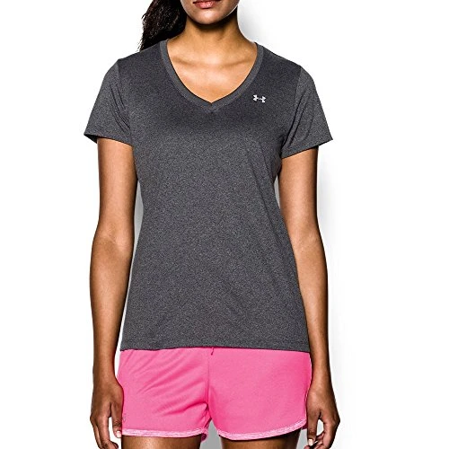 Women's Tech V-Neck Short Sleeve T-Shirt, Carbon Heather, XXL