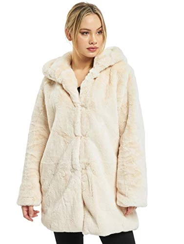 Women's Teddyjacke Plüsch Mantel aus Fleece-Ladies Hooded Teddy Coat Faux Fur, White, L