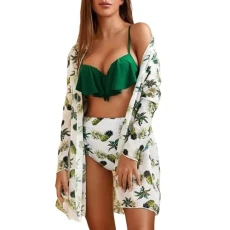 Women's Temperament Casual Swimming Costume Halterneck Thin Bikini Classic Women 2-Piece High Waist Tankini Push Up Sexy Swimsuit European American Style Two Piece Set, Green, L