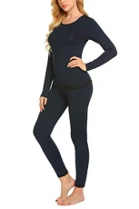 Women's Thermal Underwear Set Inner Fleece Thermal Functional Underwear U Neck Ski Underwear for Winter, navy blue, M Women's Thermal Underwear Set Inner Fleece Thermal Functional Underwear U Neck Ski Underwear for Winter, navy blue, M