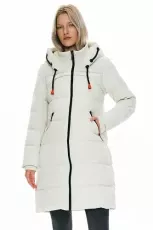 Women's Thickened Down Coat Puffer Jacket Ladies Hooded Coat for Winter White M