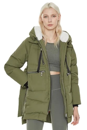 Women's Thickened Down Jacket Hooded Long Puffer Coat for Winter Green S