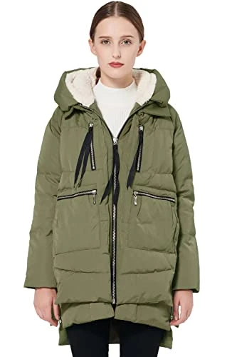 Women's Thickened Down Jacket Hooded Long Puffer Coat for Winter Green XXL