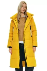 Women's Thickened Down Jacket Long Winter Coat Hooded Puffer Jacket Spectra Yellow 2XL