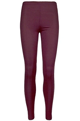 Womens Thin Ribbed Skinny Fit Stretchy Full Ankle Length Jegging Leggings Wine