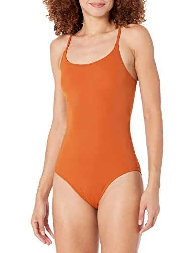 Women's Thin Strap one-Piece Swimsuit, Terracotta, 14