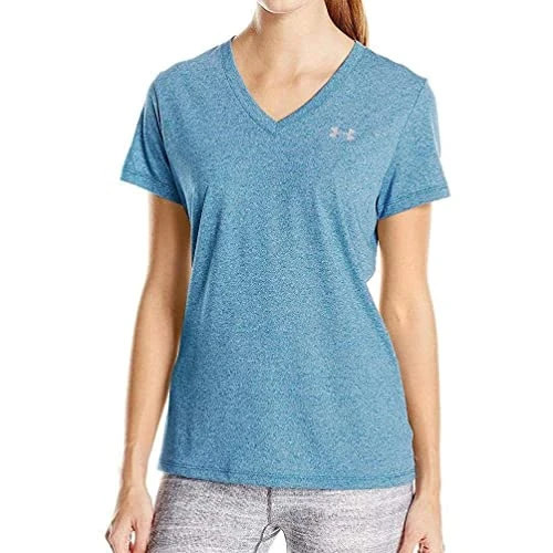 Women's Threadborne Train Twist v-Neck, Bayou Blue (953)/Steel, X-Small