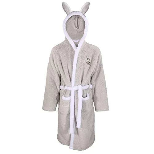 Womens Thumper Dressing Gown Supersoft Fleece Bambi Robe Grey L-XL