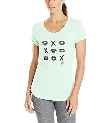 Women's Tic Tac Toe V Neck Tee, Margarita Lime, Large