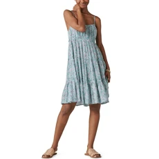 Women's Tiered Floral Mini Dress, Blue Multi, L