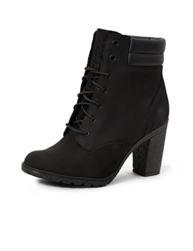 Women's Tillston 6 Inch Double Collar Lace up Boots, Black Nubuck, UK Wide