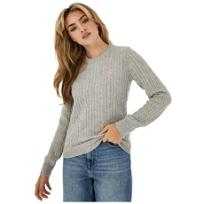 Womens Tinsbury Merino Wool Cable Knitted Jumper Grey Marl XL Womens Tinsbury Merino Wool Cable Knitted Jumper Grey Marl XL