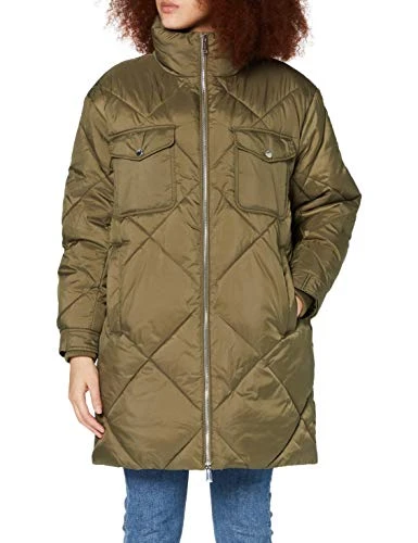 Women's TJW Diamond Quilted Coat Jacket, Olive Tree, XS