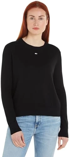 Women's Tjw Essential Crew Neck Sweater Pullovers, Black, L