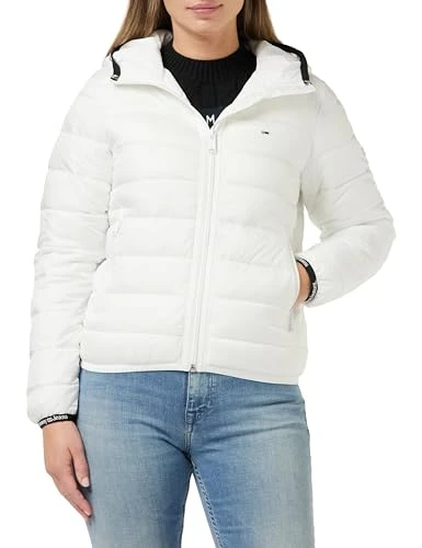 Women's TJW Quilted Tape Hooded Jacket DW0DW15168 Padded, White (White), XXS