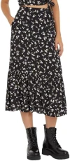 Women's TJW Ruffle MIDI Skirt EXT DW0DW17873 Fit & Flare, Spring Floral, XL Women's TJW Ruffle MIDI Skirt EXT DW0DW17873 Fit & Flare, Spring Floral, XL