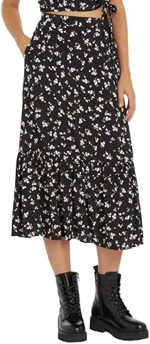 Women's TJW Ruffle MIDI Skirt EXT DW0DW17873 Fit & Flare, Spring Floral, XL