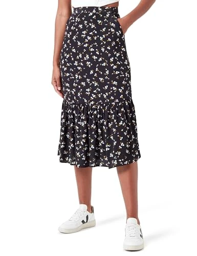 Women's TJW Ruffle MIDI Skirt EXT DW0DW17873 Fit & Flare, Spring Floral, XXL