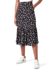 Women's TJW Ruffle MIDI Skirt EXT DW0DW17873 Fit & Flare, Spring Floral, XXL Women's TJW Ruffle MIDI Skirt EXT DW0DW17873 Fit & Flare, Spring Floral, XXL
