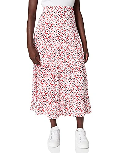 Women's TJW Tiered Midi Skirt, Camo Floral Print, XXS