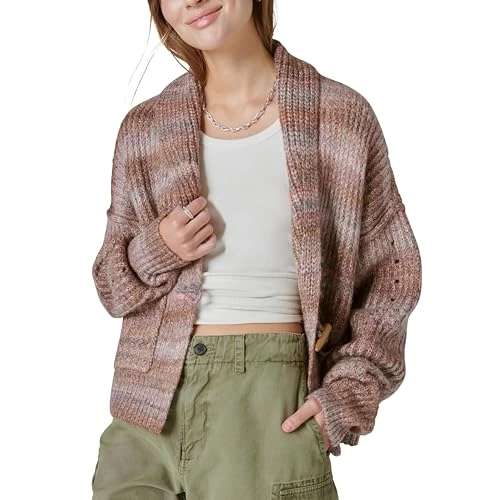 Women's Toggle Front Cardigan Sweater, Berry Conserve Multi, L