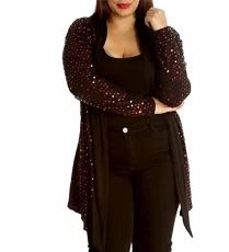 Womens Tops Long Sleeve Tops Women Sequin Jacket Oversized Cardigan Ladies Jumpers Plus Size Sequin Top Womens Going Out Tops Waterfall Cardigans Ladies Cardigan Red 16