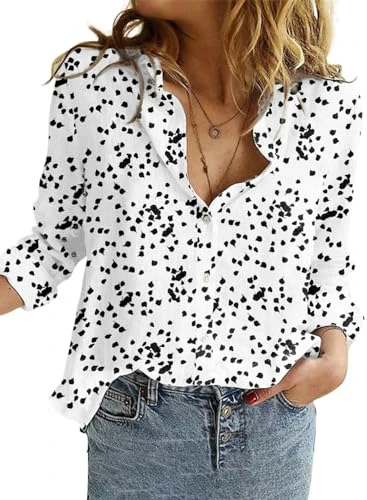 Women's Tops Long Sleeve V Neck Alicia Floral Print Roll Up Chiffon Button Down Womens Blouses Bohem