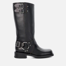 Womens Totoe Leather Heeled Boots - Black
