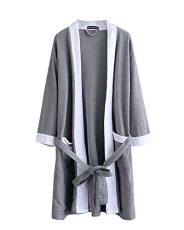 Womens Towelling Bath Robe Absorbent Bathrobe Dressing Gown Nightwear Spa Hotel Pool Sleepwear Gray M