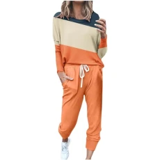 Women's Tracksuit Casual Long Sleeve Sweatshirt and Long Trousers Jogging Suit 2-Piece Set Sportswear Cotton Sports Leisure Suit Fashion Colour Block Tracksuit Autumn Winter Yoga Outfit,
