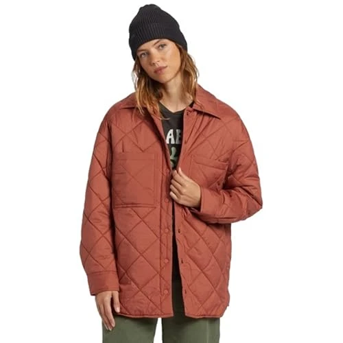 Women's Transport Shacket Snap Front Overshirt Jacket, Sweet Chocolate, L