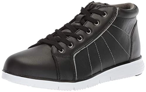 Women's TravelFit Bootie Sneaker, Black Leather, 4 UK