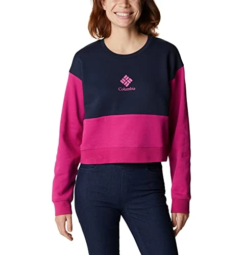 Women's Trek Colorblock Crew, Wild Fuchsia/Collegiate Navy, M