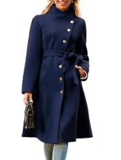 Womens Trench Coat 2024 Winter Casual Notch Lapel Single Breasted Belted Midi Peacoat with Pockets, Navy Blue, X-Large Womens Trench Coat 2024 Winter Casual Notch Lapel Single Breasted Belted Midi Peacoat with Pockets, Navy Blue, X-Large