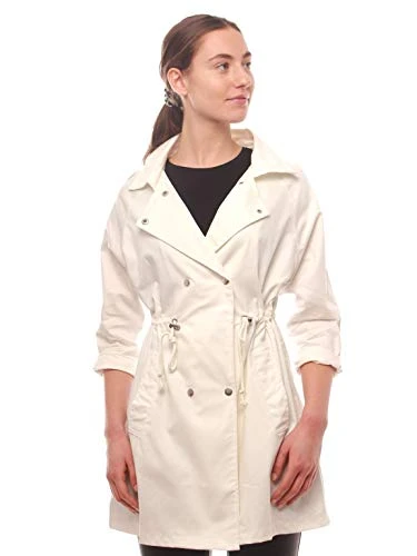 Womens Trench Coat Mac Jacket Off-White