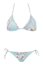 Women's Triangle and String Brazilian Floral Bikini Set, Hibiscus Print/Mint, M Women's Triangle and String Brazilian Floral Bikini Set, Hibiscus Print/Mint, M