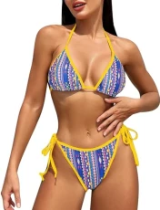 Women's Triangle Bikini Set Lace Up Bikini Halter Swimsuit Two Piece Swimwear Bathing Suits Adjustable Spaghetti Strap Swimming Costume Women's Triangle Bikini Set Lace Up Bikini Halter Swimsuit Two Piece Swimwear Bathing Suits Adjustable Spaghetti Strap Swimming Costume