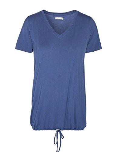 Womens TShirt VNeck Short Sleeve Drawstring Hem Casual Blouse Tee Top Size X-Small Blue