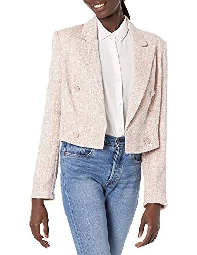 Women's Tula Cropped Blazer, Girly Boucle Pink Combo, Large