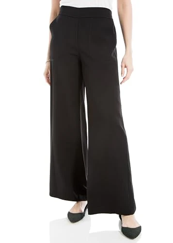 Women's Twill Pants with Pockets, Black, XL