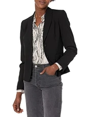 Women's Two Button Lux Blazer (Petite, Standard, & Plus), Black, 26/Plus