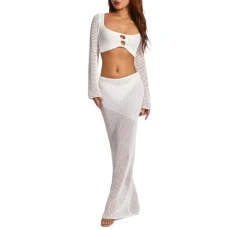 Womens Two Piece Crochet Knitted Outfits Hollow Out Knit Bodycon Mini Skirt and Crop Top Set Sexy Beach Cover Up Summer Going Out Co Ord Sets (E 01- White, S) Womens Two Piece Crochet Knitted Outfits Hollow Out Knit Bodycon Mini Skirt and Crop Top Set Sexy Beach Cover Up Summer Going Out Co Ord Sets (E 01- White, S)
