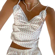 Women's Two Piece Lounge Wear Set Pajamas Ladies Loungewear Nightwear Pjs Co Ord Set Crop Tank Top + Shorts Y2k Aesthetic Clothes Summer Outfit UK (A - Red Heart, S)