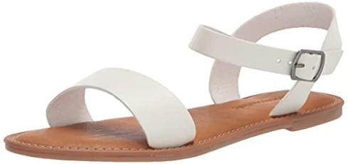 Women's Two Strap Buckle Sandal, White, 5.5 UK